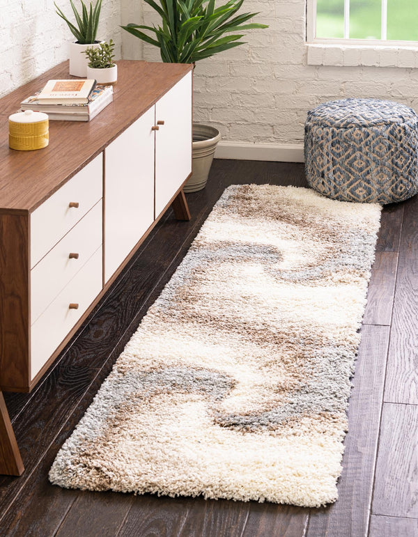 Cozy Haven Shag Collection Area Rug - Oasis Runner Khaki lifestyle 57
