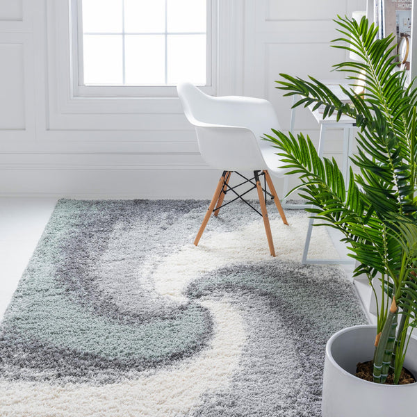 Cozy Haven Shag Collection Area Rug - Oasis Rectangle Sage Green lifestyle 8