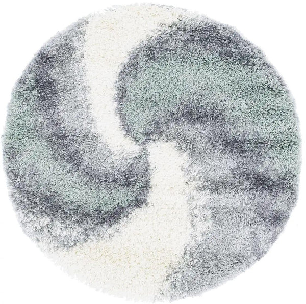 Cozy Haven Shag Collection Area Rug - Oasis Round Sage Green lifestyle 49