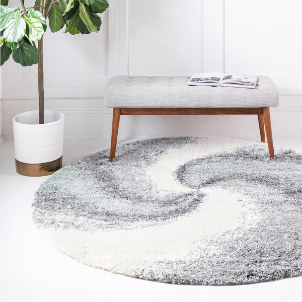 Cozy Haven Shag Collection Area Rug - Oasis Round Sage Green lifestyle 55