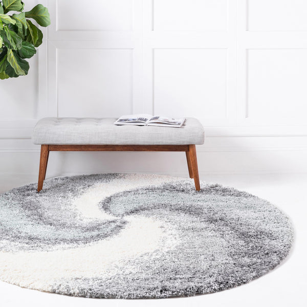 Cozy Haven Shag Collection Area Rug - Oasis Round Sage Green lifestyle 67