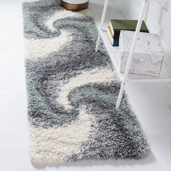 Cozy Haven Shag Collection Area Rug - Oasis Runner Sage Green lifestyle 66