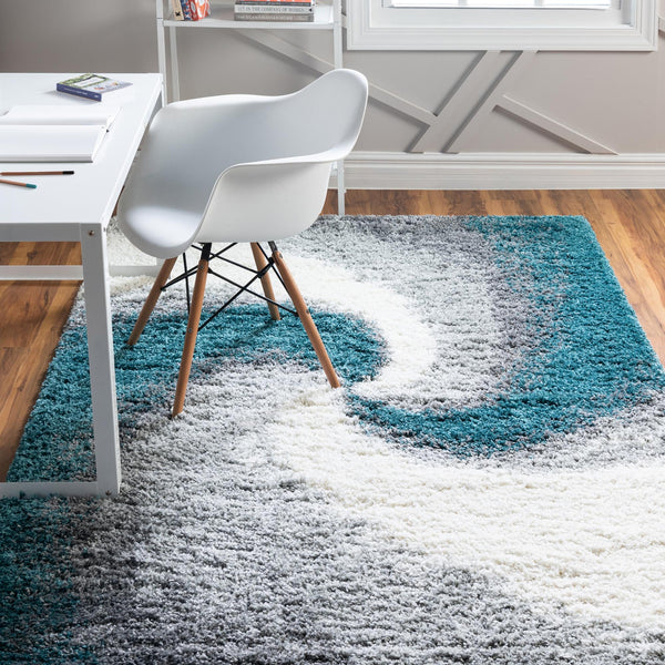 Cozy Haven Shag Collection Area Rug - Oasis Rectangle Turquoise lifestyle 7