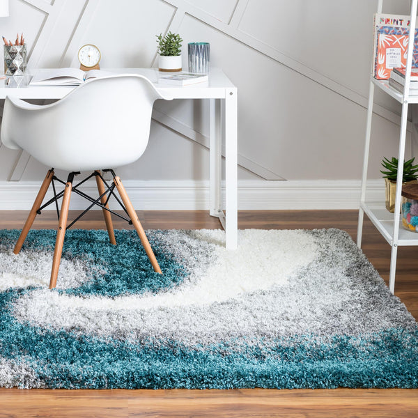 Cozy Haven Shag Collection Area Rug - Oasis Rectangle Turquoise lifestyle 10