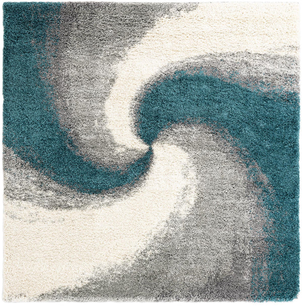 Cozy Haven Shag Collection Area Rug - Oasis Square Turquoise lifestyle 46