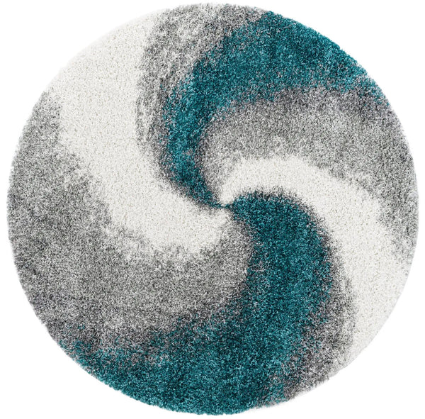 Cozy Haven Shag Collection Area Rug - Oasis Round Turquoise lifestyle 47