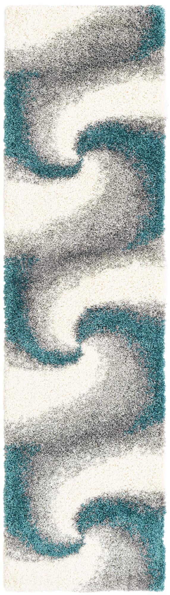 Cozy Haven Shag Collection Area Rug - Oasis Runner Turquoise lifestyle 48