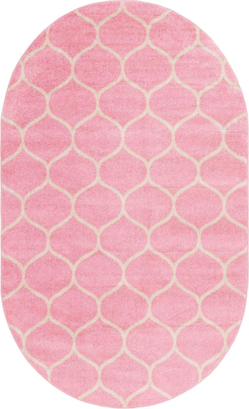 Lattice Garden Collection Area Rug - Pergolatown (Light Pink) Oval Light Pink Main