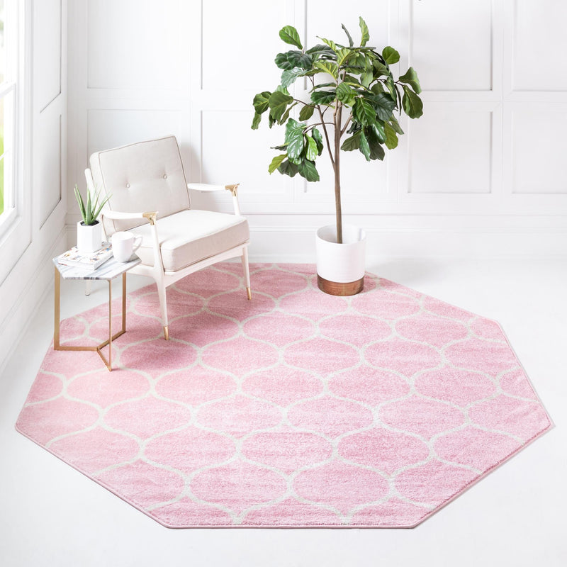 Lattice Garden Collection Area Rug - Pergolatown (Light Pink) Octagon Light Pink lifestyle 0