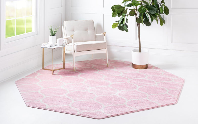 Lattice Garden Collection Area Rug - Pergolatown (Light Pink) Octagon Light Pink lifestyle 2