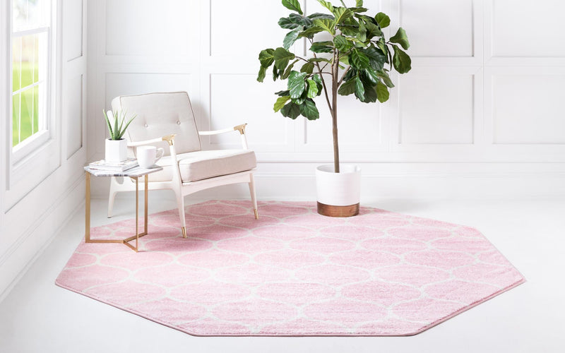 Lattice Garden Collection Area Rug - Pergolatown (Light Pink) Octagon Light Pink lifestyle 3