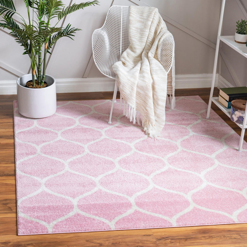 Lattice Garden Collection Area Rug - Pergolatown (Light Pink) Square Light Pink lifestyle 0