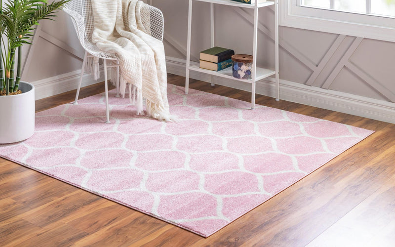 Lattice Garden Collection Area Rug - Pergolatown (Light Pink) Square Light Pink lifestyle 2