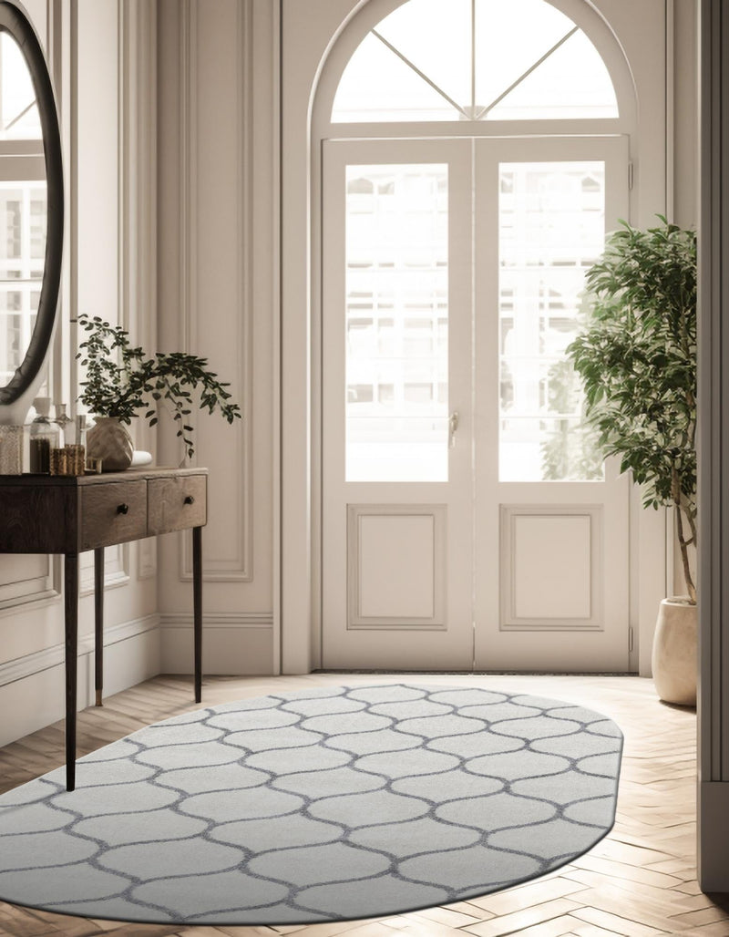 Lattice Garden Collection Area Rug - Pergolatown (Ivory) Oval Ivory lifestyle 5