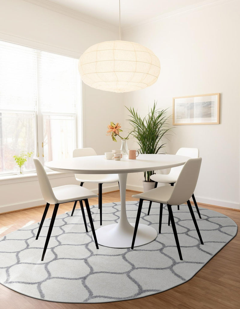 Lattice Garden Collection Area Rug - Pergolatown (Ivory) Oval Ivory lifestyle 25