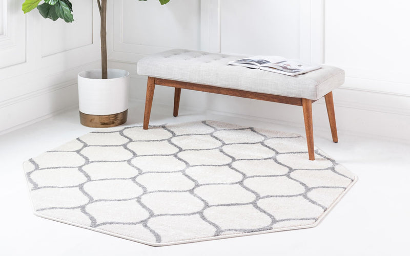 Lattice Garden Collection Area Rug - Pergolatown (Ivory) Octagon Ivory lifestyle 2