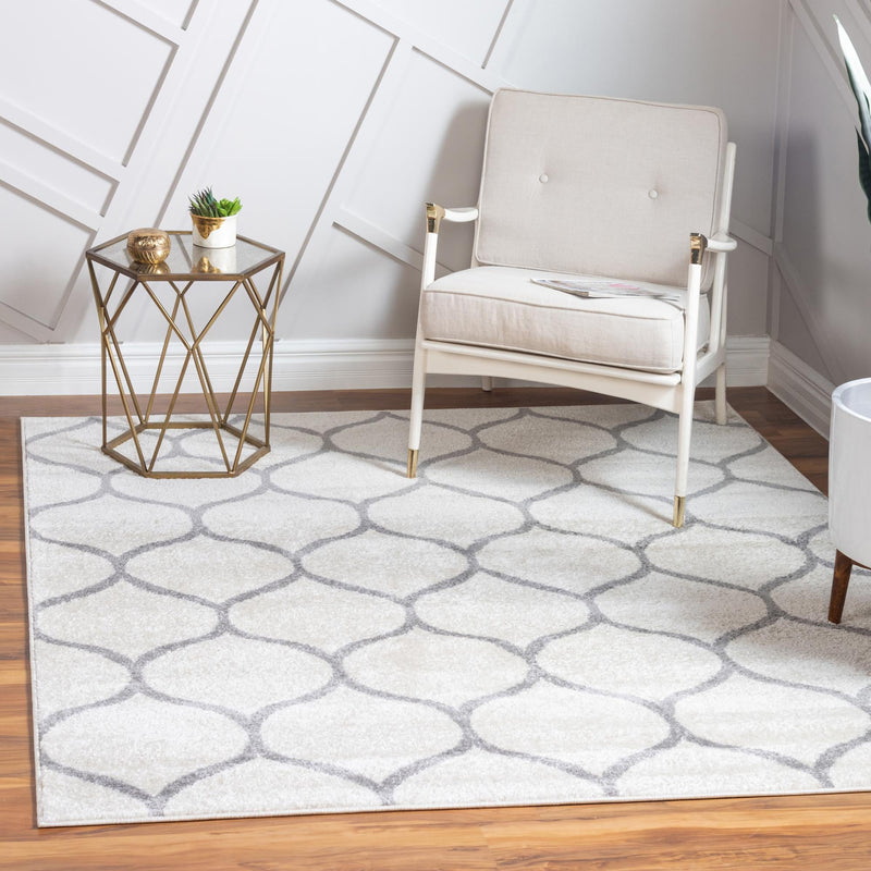 Lattice Garden Collection Area Rug - Pergolatown (Ivory) Square Ivory lifestyle 0