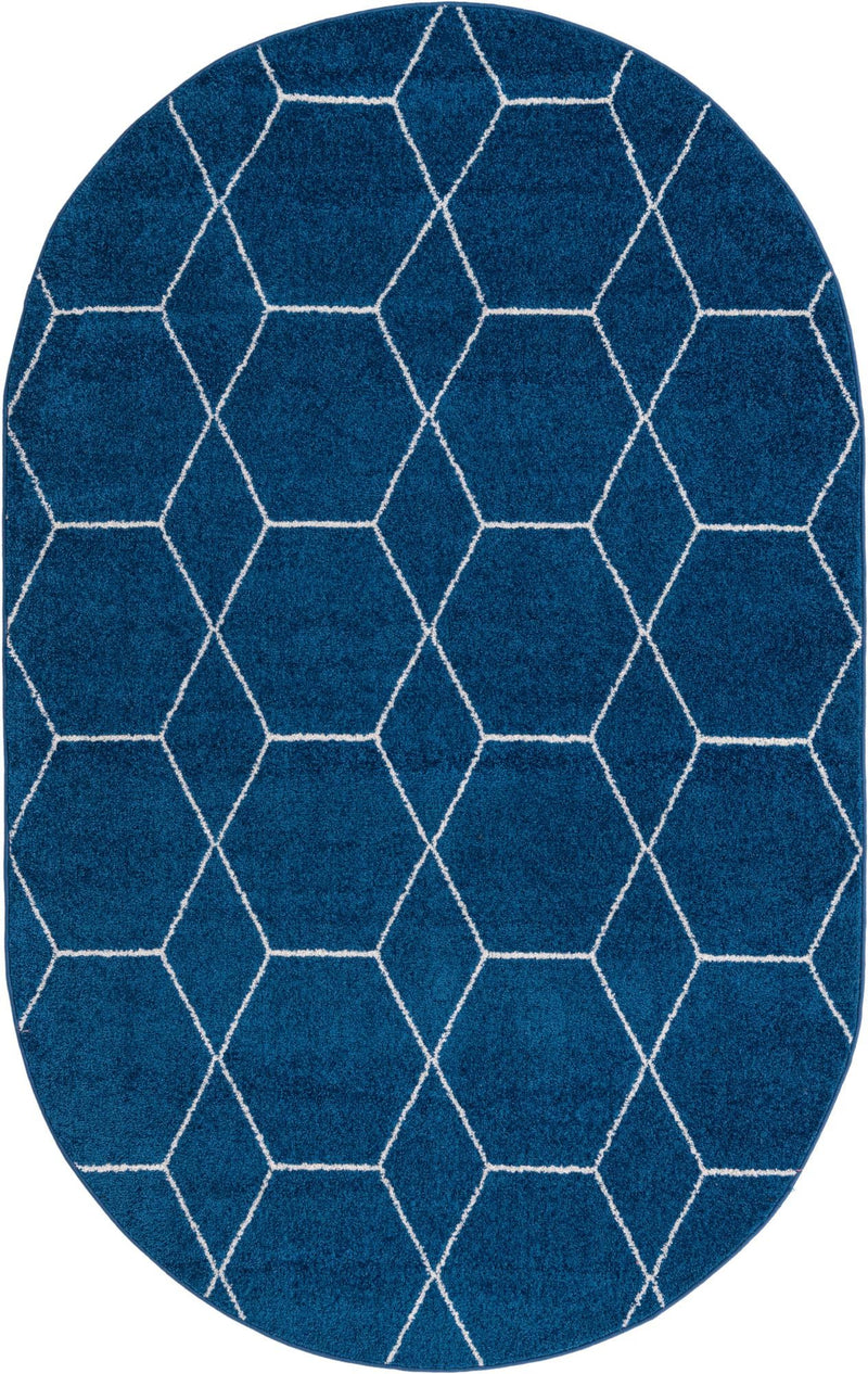 Lattice Garden Collection Area Rug - Arborville (Navy Blue) Oval Navy Blue Main
