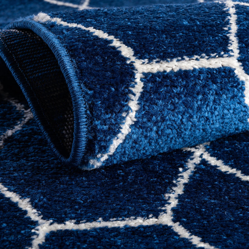 Lattice Garden Collection Area Rug - Arborville (Navy Blue) Octagon Navy Blue lifestyle 7