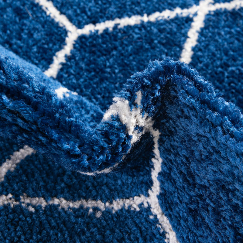 Lattice Garden Collection Area Rug - Arborville (Navy Blue) Octagon Navy Blue lifestyle 13