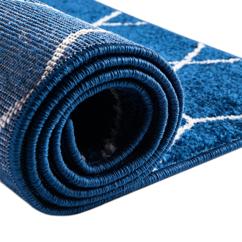 Lattice Garden Collection Area Rug - Arborville (Navy Blue) Octagon Navy Blue lifestyle 25