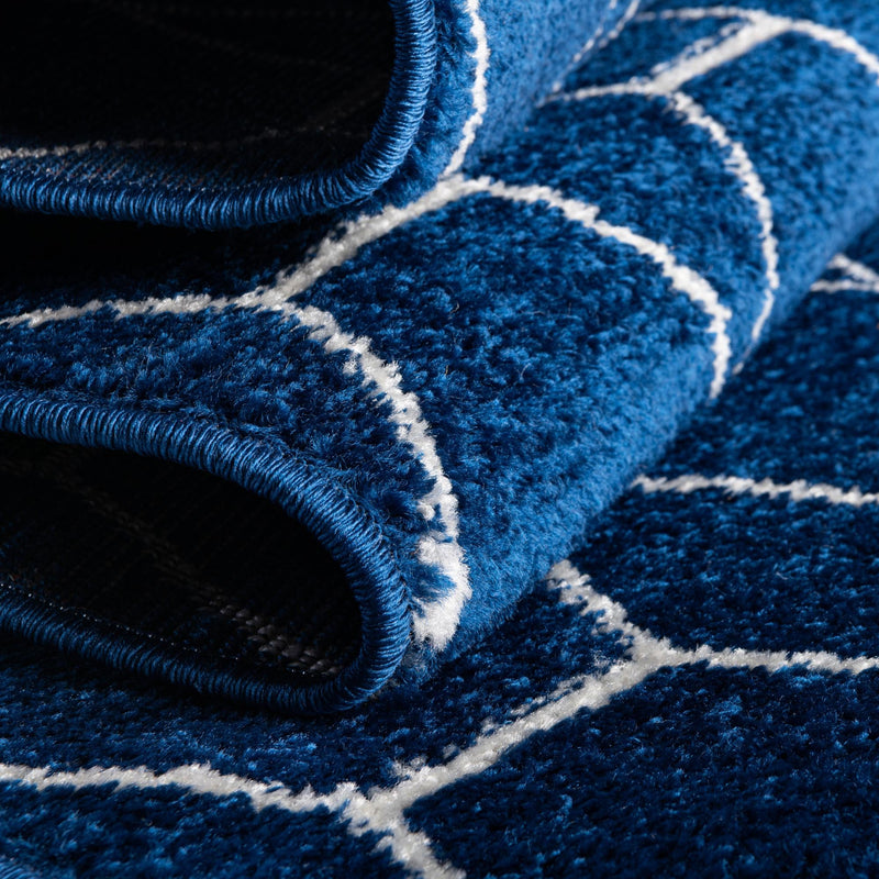 Lattice Garden Collection Area Rug - Arborville (Navy Blue) Octagon Navy Blue lifestyle 26