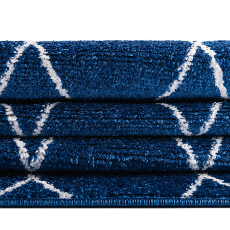 Lattice Garden Collection Area Rug - Arborville (Navy Blue) Octagon Navy Blue lifestyle 27