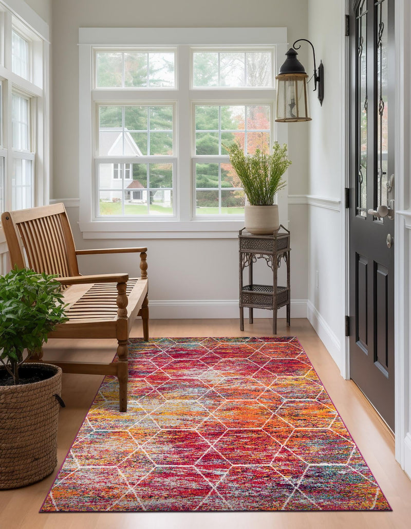 Lattice Garden Collection Area Rug - Arborville (Multi) Rectangle Multi lifestyle 10