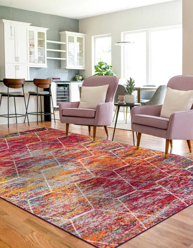 Lattice Garden Collection Area Rug - Arborville (Multi) Rectangle Multi lifestyle 34