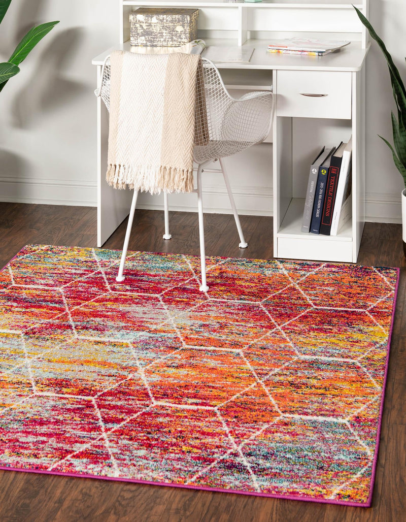 Lattice Garden Collection Area Rug - Arborville (Multi) Square Multi lifestyle 0
