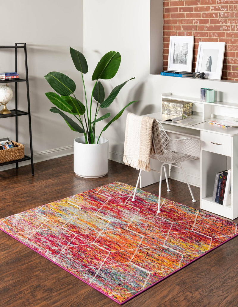 Lattice Garden Collection Area Rug - Arborville (Multi) Square Multi lifestyle 3