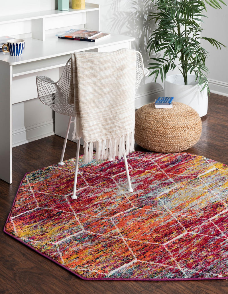 Lattice Garden Collection Area Rug - Arborville (Multi) Octagon Multi lifestyle 3