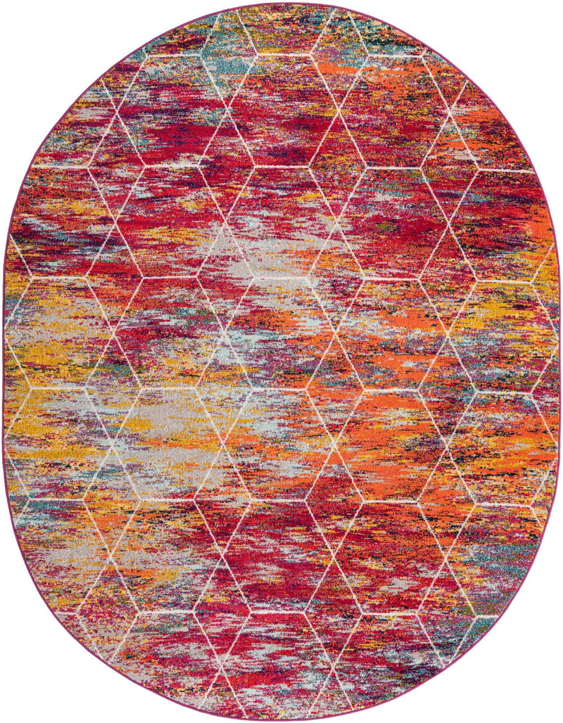 Lattice Garden Collection Area Rug - Arborville (Multi) Oval Multi Main