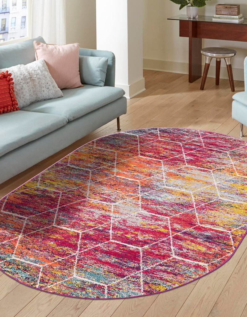 Lattice Garden Collection Area Rug - Arborville (Multi) Oval Multi lifestyle 0