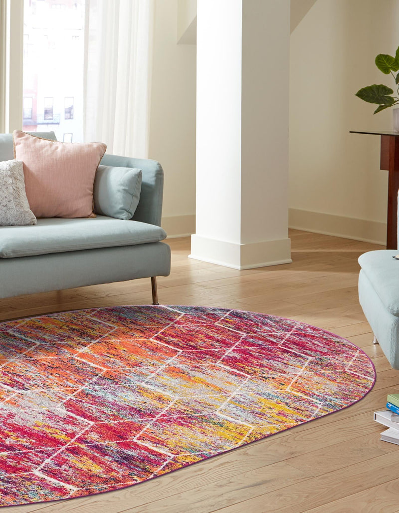 Lattice Garden Collection Area Rug - Arborville (Multi) Oval Multi lifestyle 3