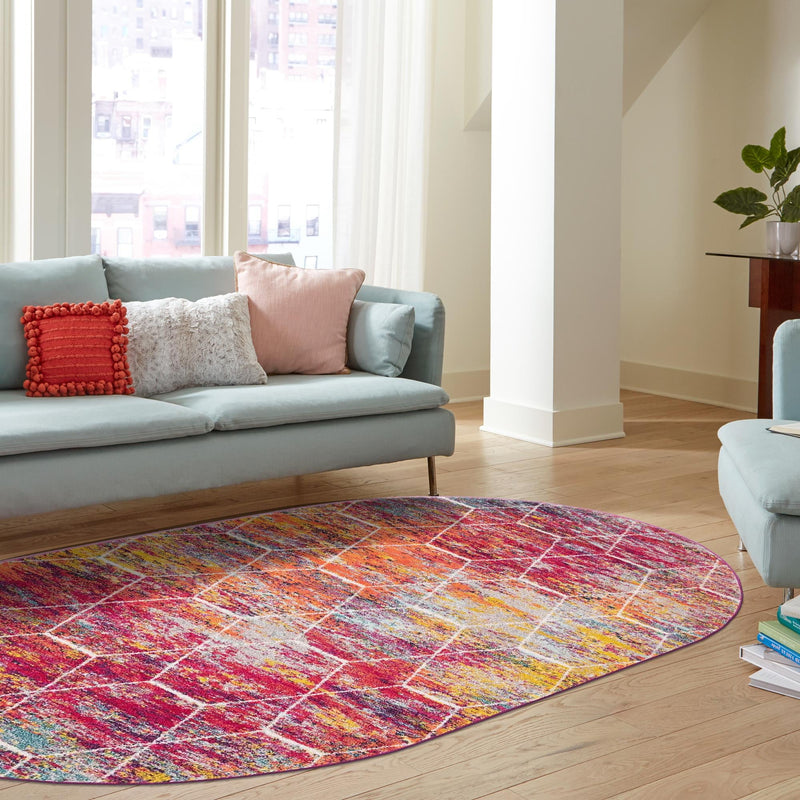 Lattice Garden Collection Area Rug - Arborville (Multi) Oval Multi lifestyle 24