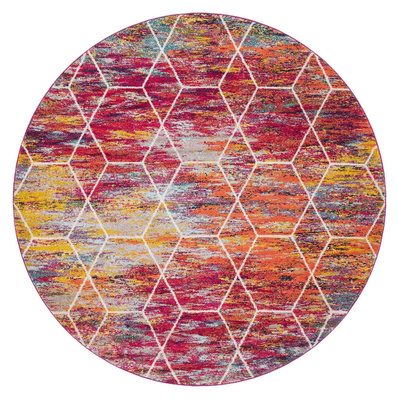 Lattice Garden Collection Area Rug - Arborville (Multi) Round Multi Main