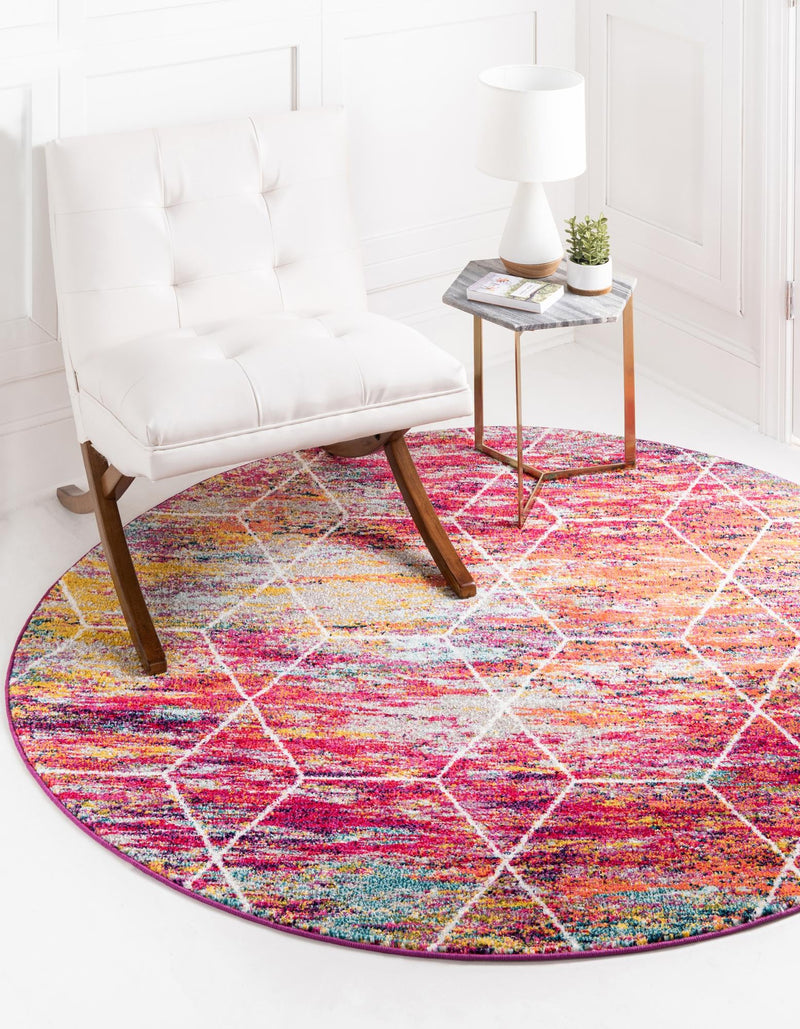 Lattice Garden Collection Area Rug - Arborville (Multi) Round Multi lifestyle 0