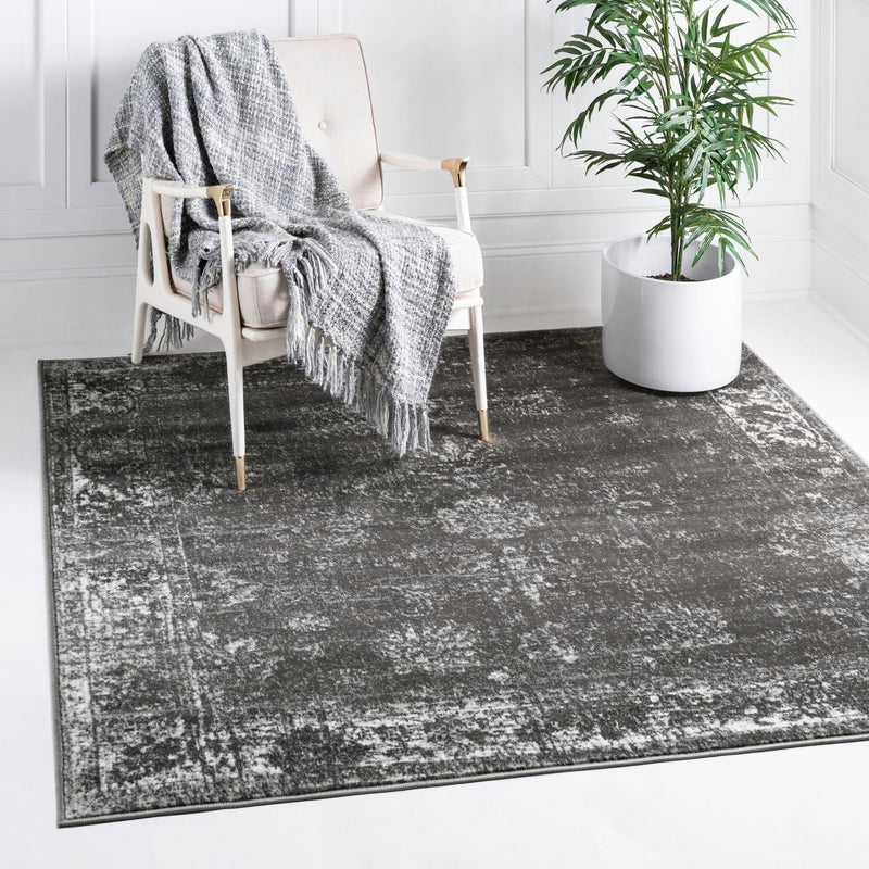 Riviera Elegance Collection Area Rug - Antibes (Dark Gray) Square Dark Gray lifestyle 0