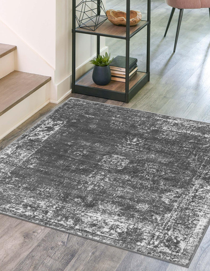 Riviera Elegance Collection Area Rug - Antibes (Dark Gray) Square Dark Gray lifestyle 3