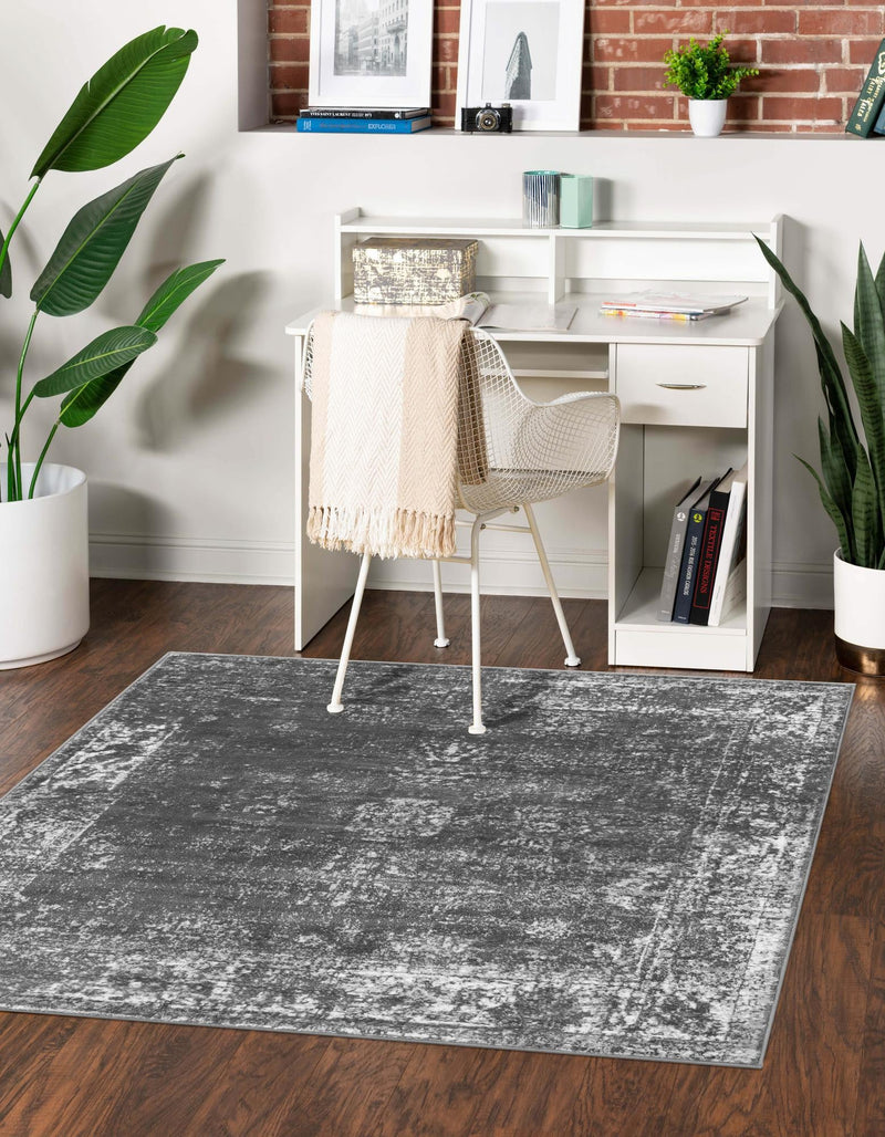 Riviera Elegance Collection Area Rug - Antibes (Dark Gray) Square Dark Gray lifestyle 5