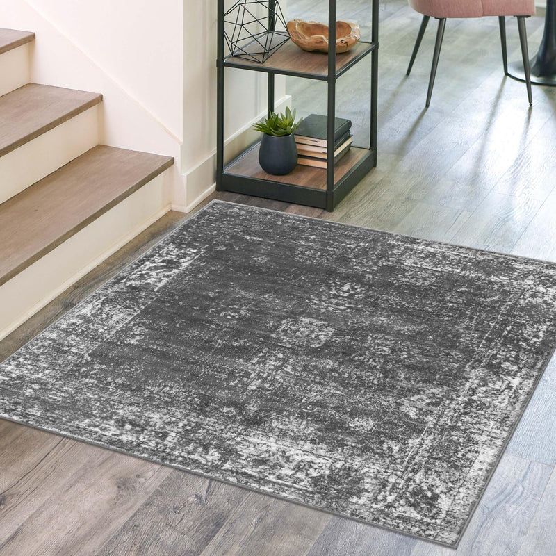 Riviera Elegance Collection Area Rug - Antibes (Dark Gray) Square Dark Gray lifestyle 24
