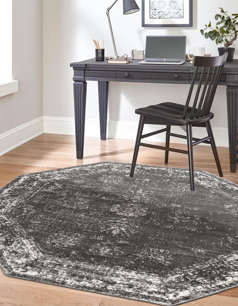 Riviera Elegance Collection Area Rug - Antibes (Dark Gray) Octagon Dark Gray lifestyle 8