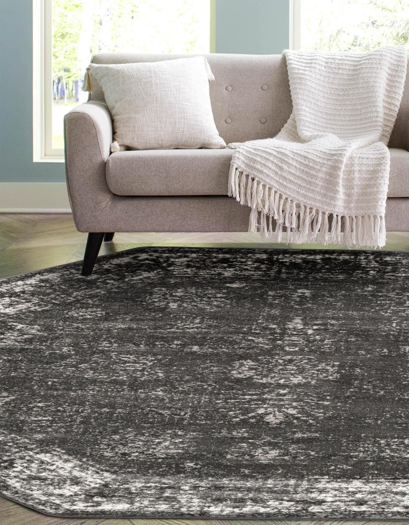 Riviera Elegance Collection Area Rug - Antibes (Dark Gray) Octagon Dark Gray lifestyle 11