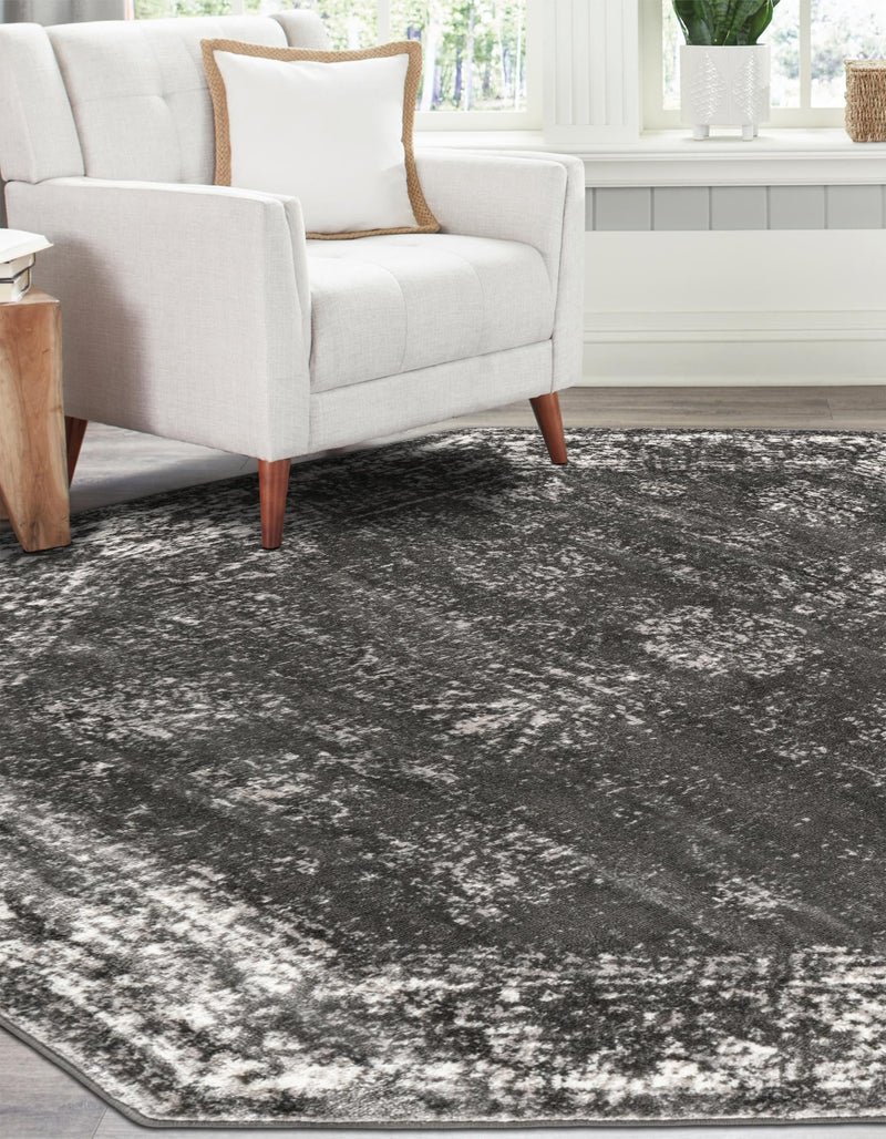 Riviera Elegance Collection Area Rug - Antibes (Dark Gray) Octagon Dark Gray lifestyle 18