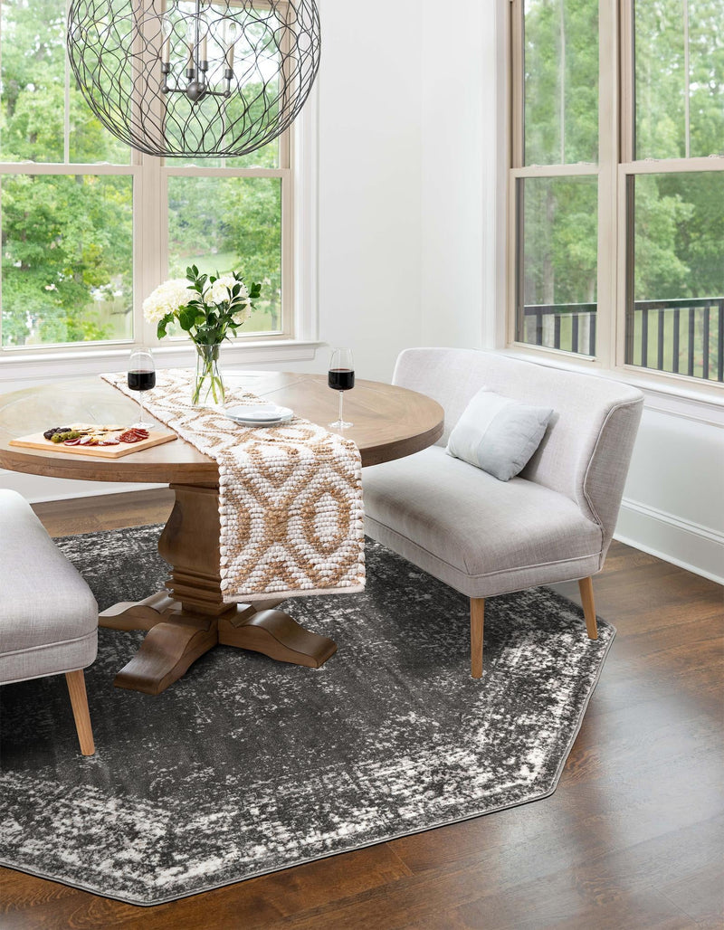 Riviera Elegance Collection Area Rug - Antibes (Dark Gray) Octagon Dark Gray lifestyle 21