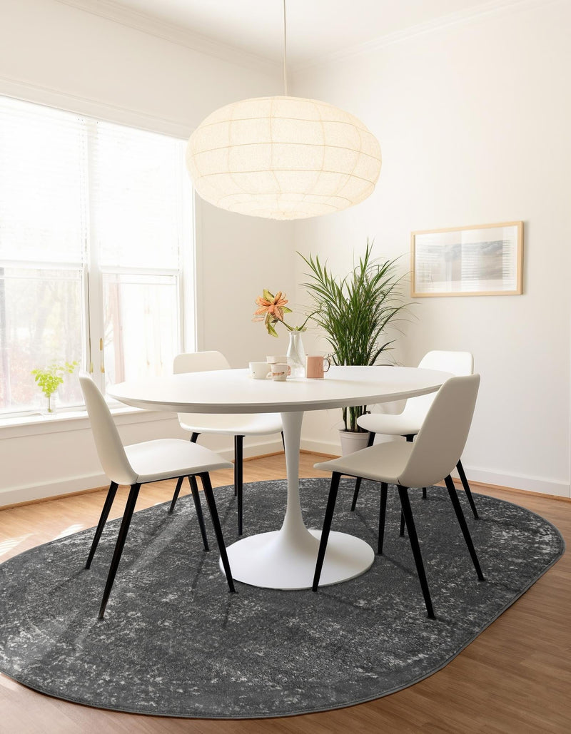 Riviera Elegance Collection Area Rug - Antibes (Dark Gray) Oval Dark Gray lifestyle 14