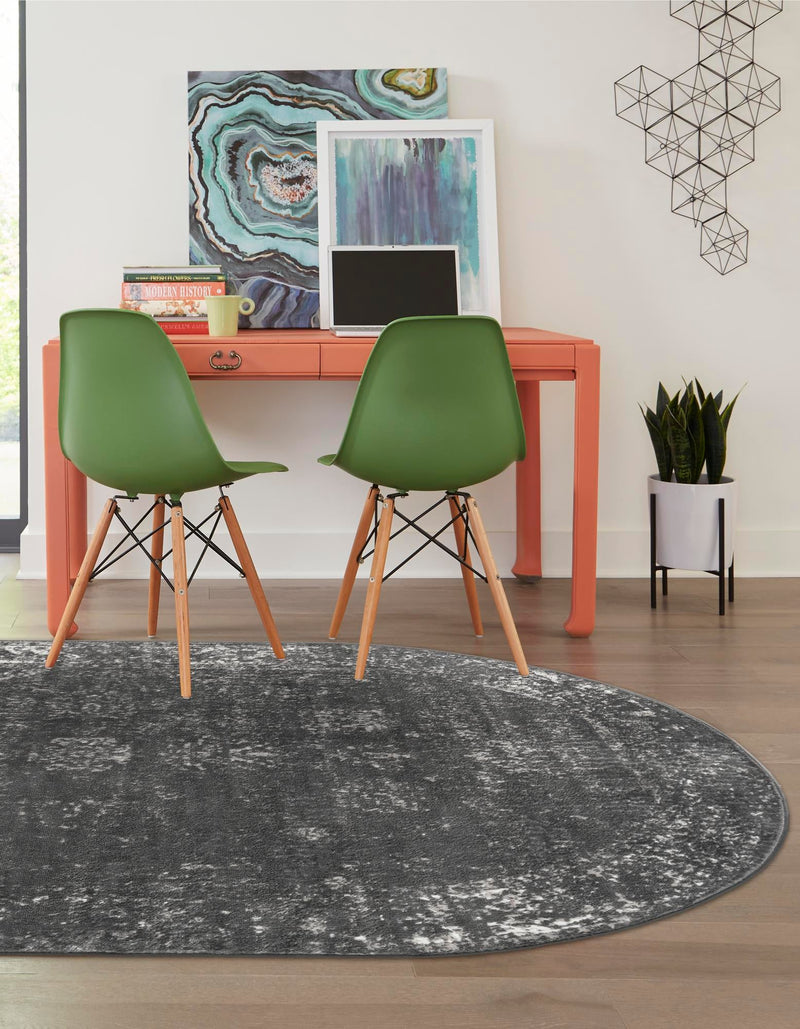 Riviera Elegance Collection Area Rug - Antibes (Dark Gray) Oval Dark Gray lifestyle 30