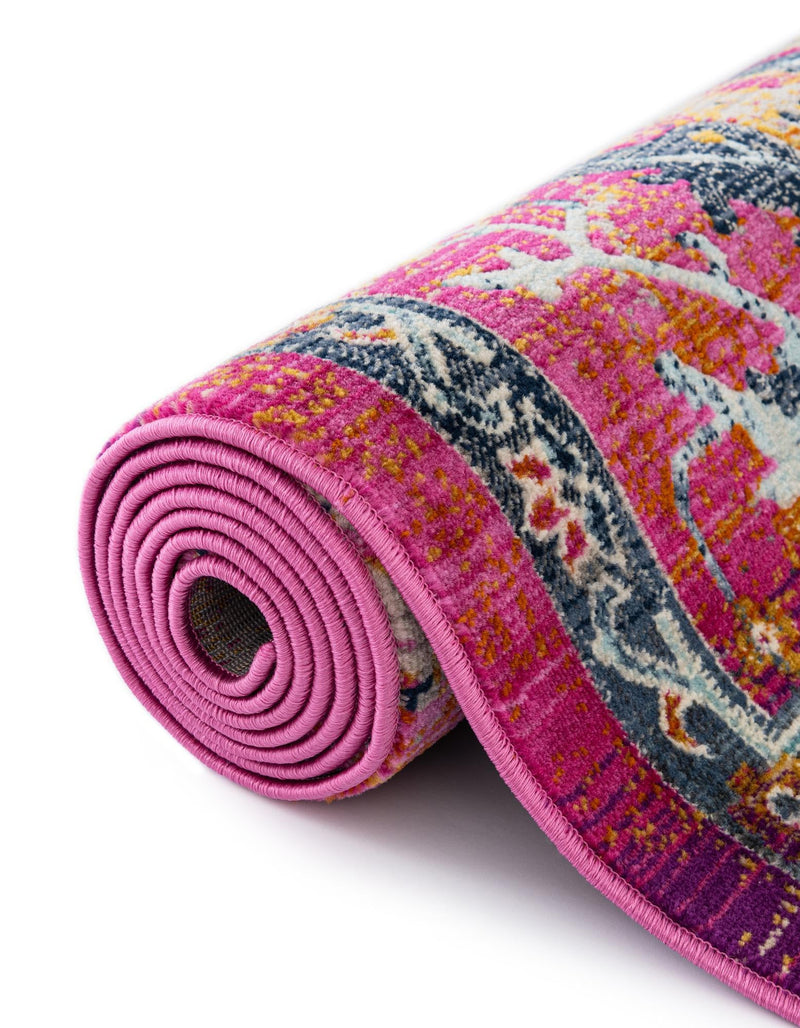 Prague Tapestry Collection Area Rug - Moravia Rectangle Fuchsia lifestyle 24