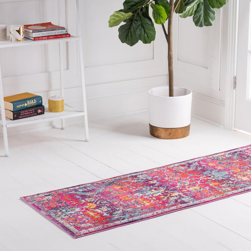 Prague Tapestry Collection Area Rug - Moravia Runner Fuchsia lifestyle 43